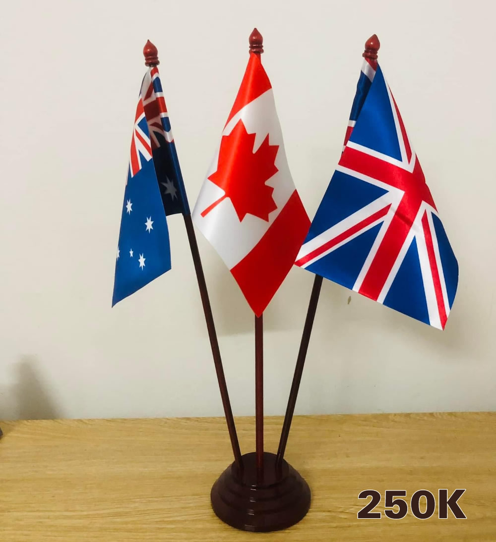 Cờ quốc kỳ các nước để bàn đế gỗ inox Vinh Nghệ An